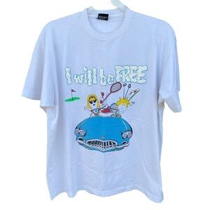 VTG Screen Stars Best Single Stitch I Will Be Free Vacation Retirement Tee XL